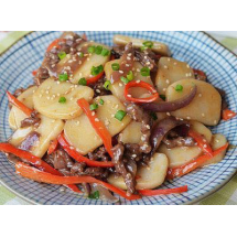 Galette de riz sautée au boeuf