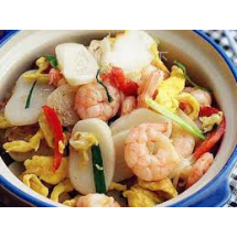 Galette de riz sautée aux crevettes